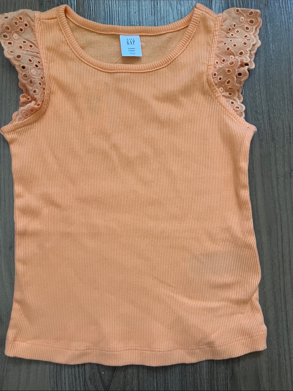 GAP Girls Orange Ribbed Tank with Eyelet Flutter Sleeves